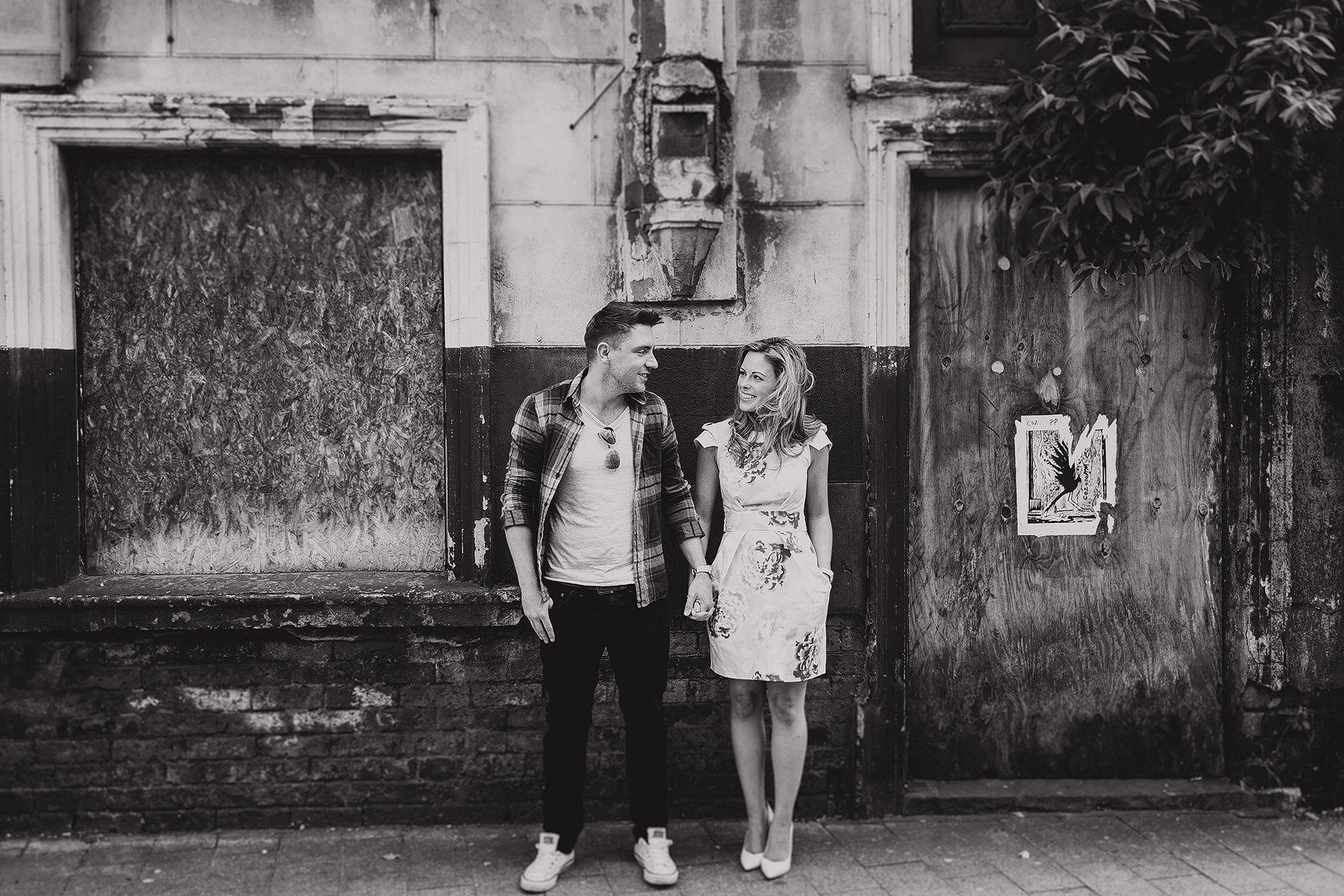 engagement photo shoot in the urban streets of Leeds
