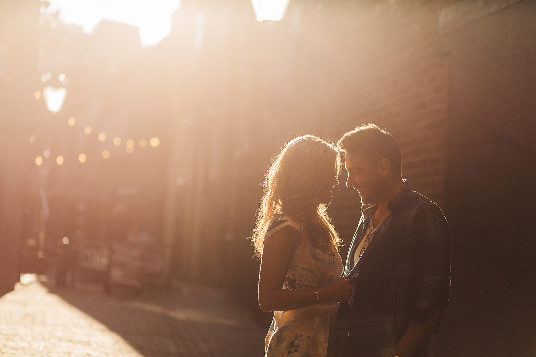Couple on their Leeds Pre Wedding Shoot back lit by a gorgeous sunset