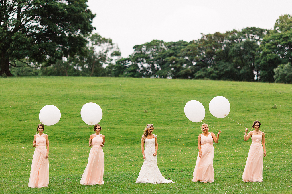 bridesmaids with balloons
