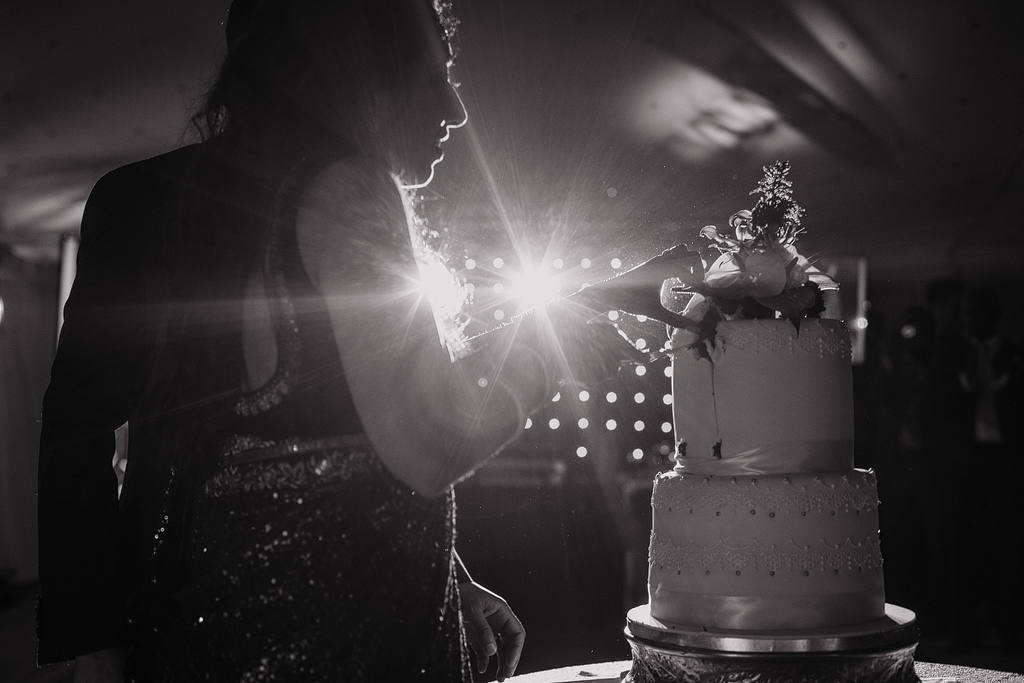 cake cutting at a wedding