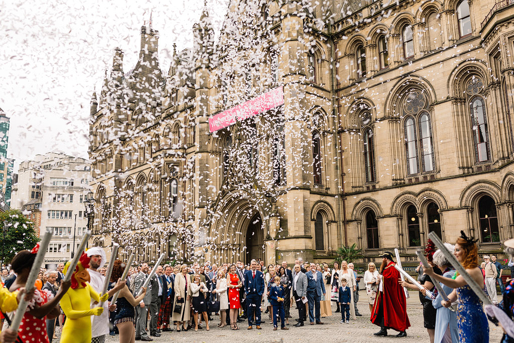 confetti at manchester town hall