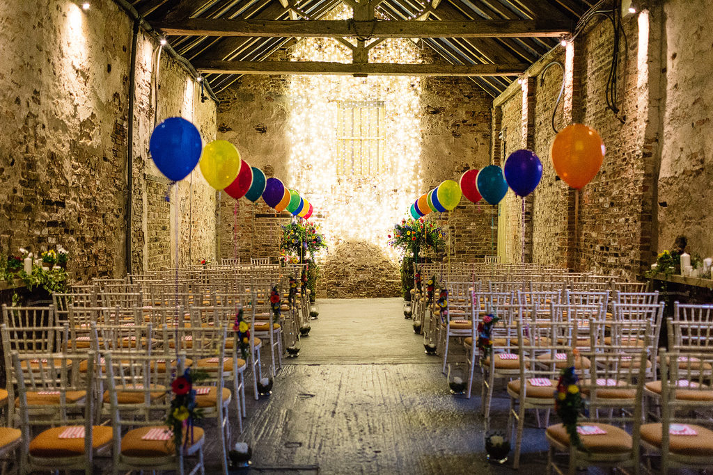 colourful barn wedding in yorkshire