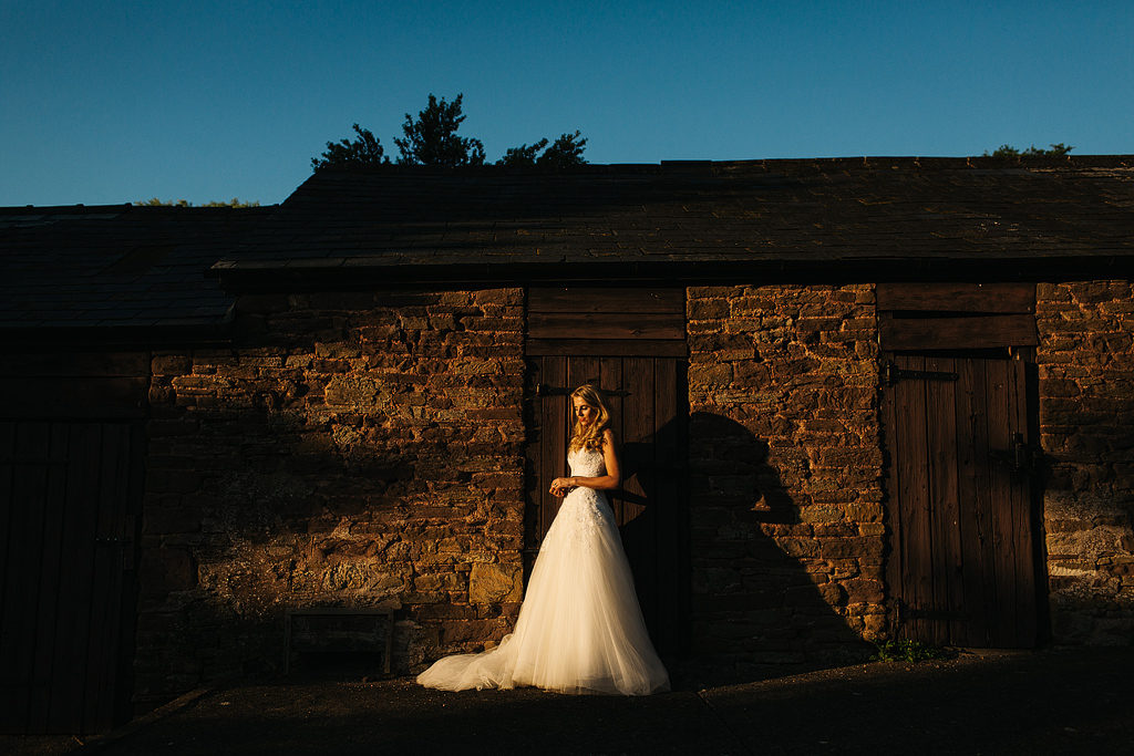 stunning portrait of a bride at dewsall barn
