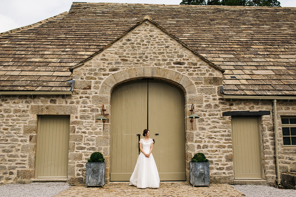 bride at bolton abbey looking quirky and whimsical