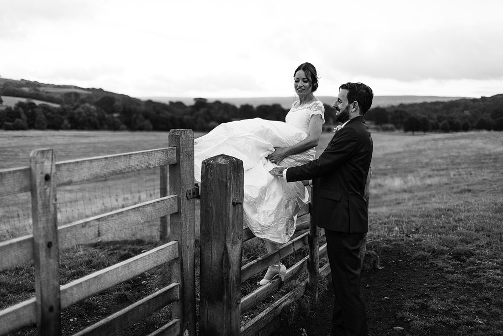 bride and groom in yorkshire