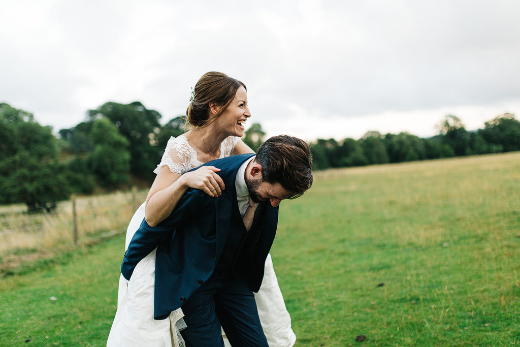quirky bride and groom pictures at bolton abbey barn