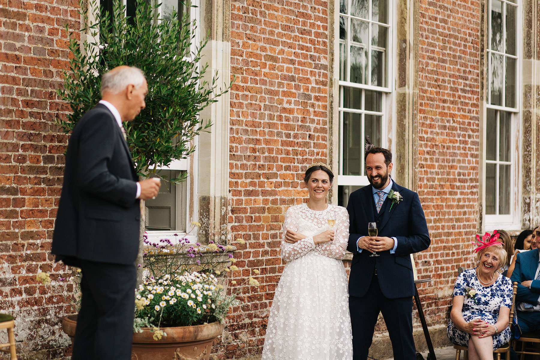 outdoor wedding speeches at a country house in dorset