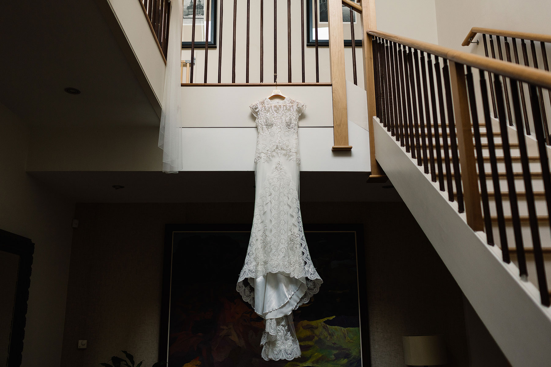 beautiful hanging wedding dress in liverpool
