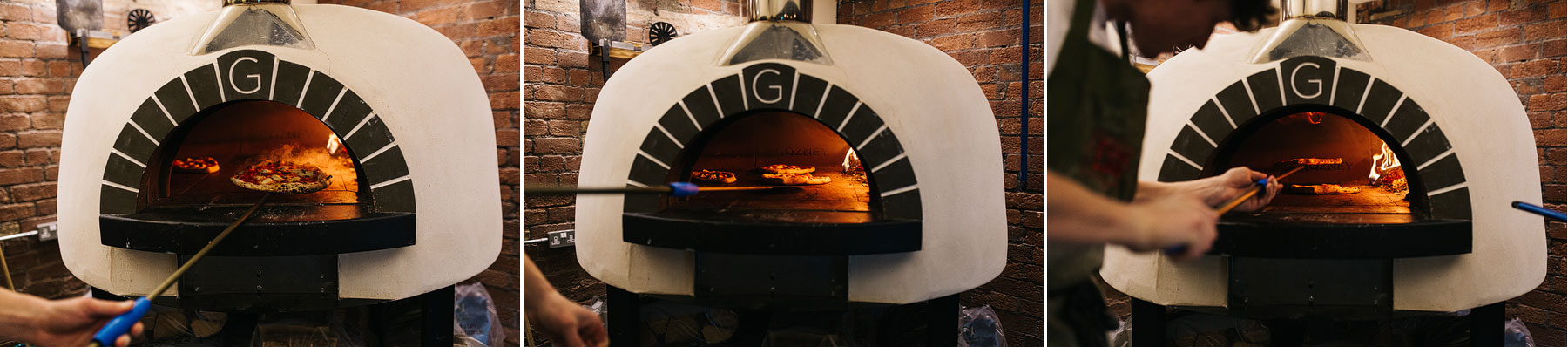 pizza being made in a gozney pizza oven
