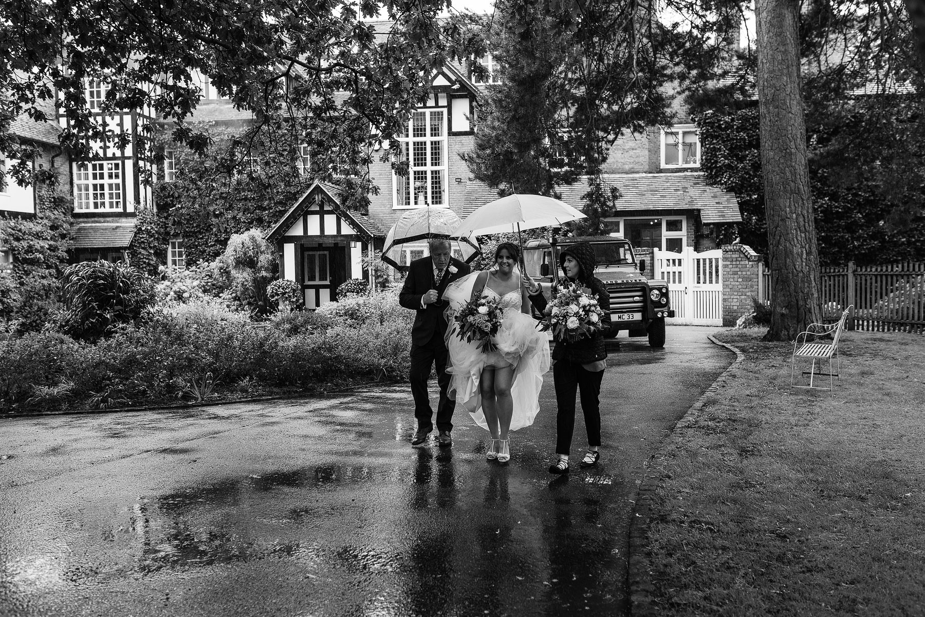 rainy wedding at the abbeywood estate in cheshire