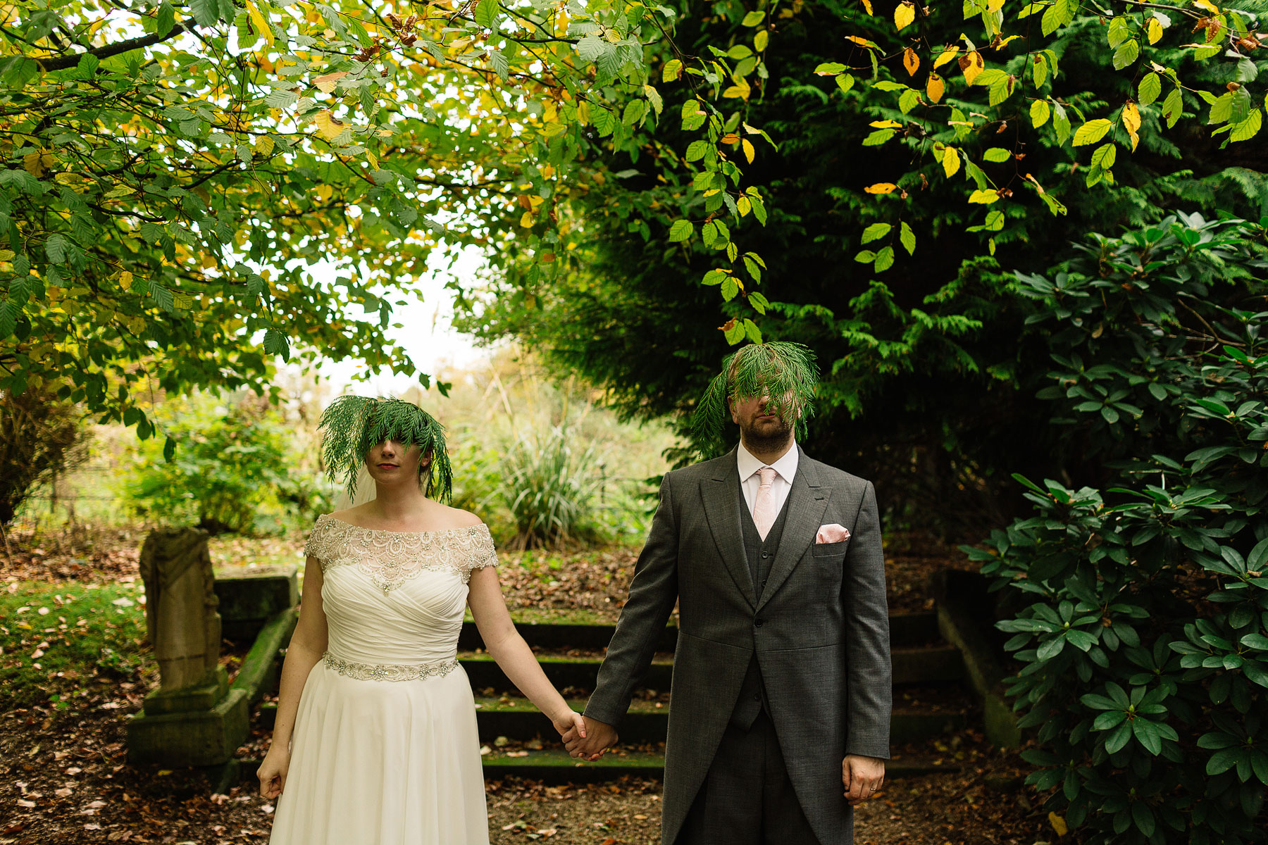 fun and quirky bride and groom at lartington hall