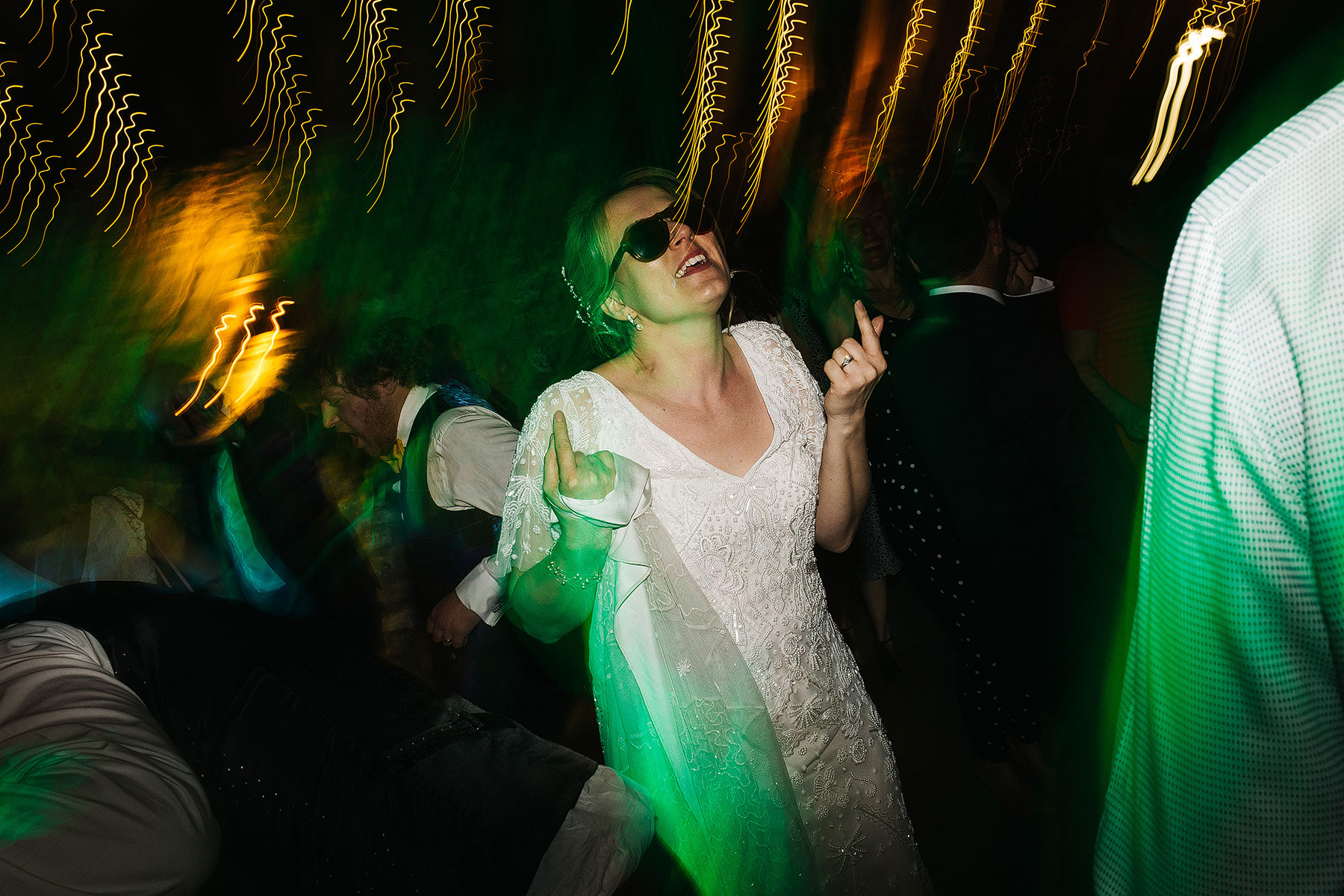 Bride having the time of her life at Yorkshire Wedding
