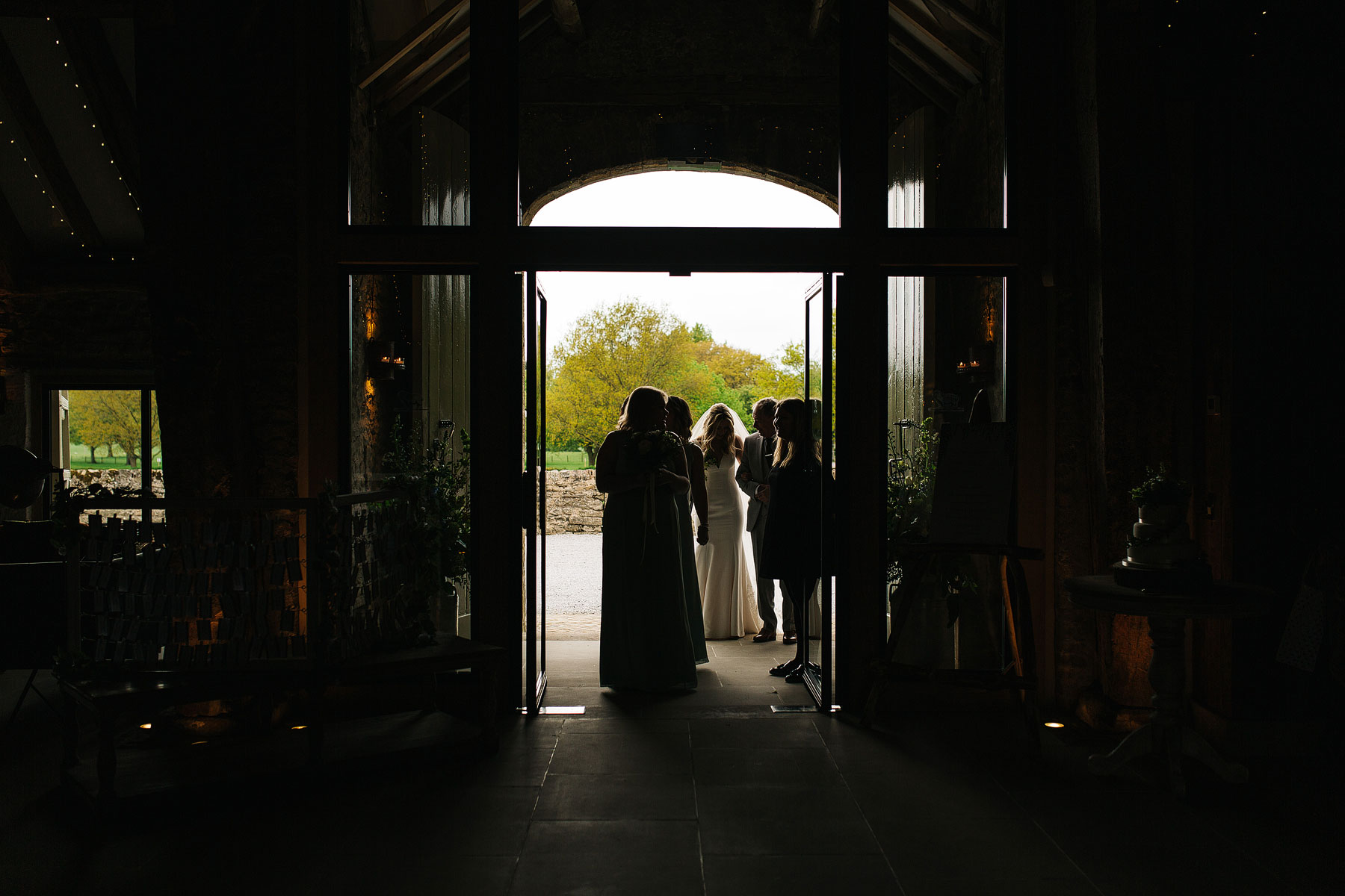 bride arriving at bolton abbey for her wedding