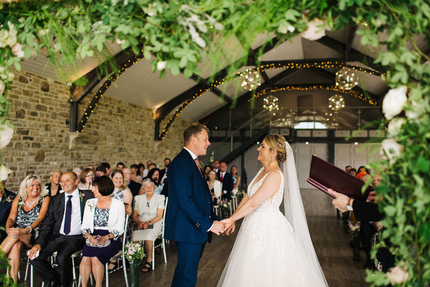 wedding ceremony at yorkshire wedding barn