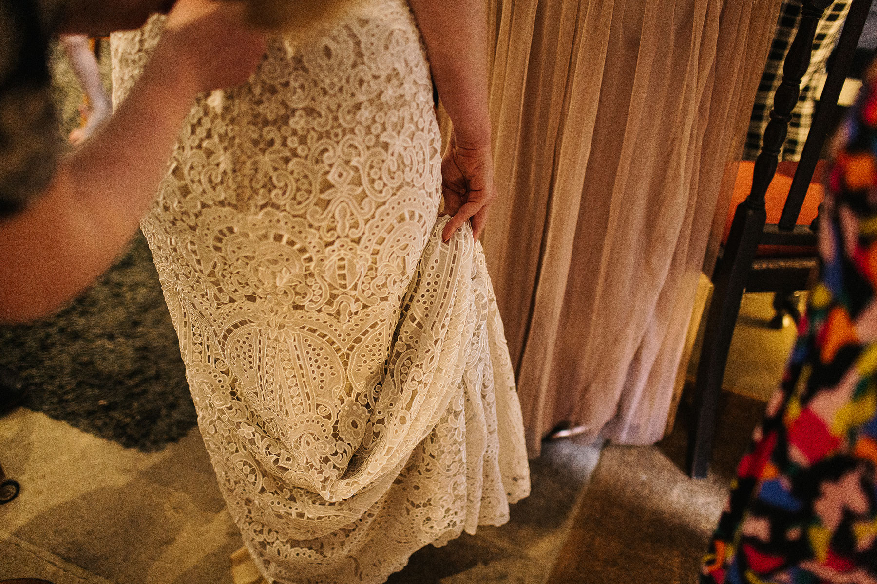 bride wearing a lace dress