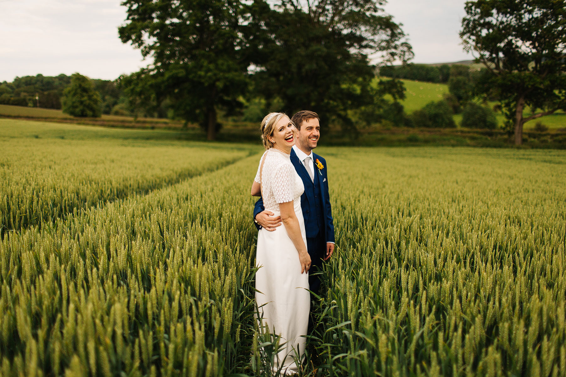 beautiful and fun bride and groom in north yorkshire