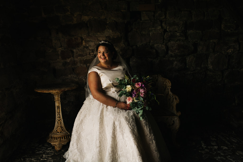 Bride wearing a tea length Dress 