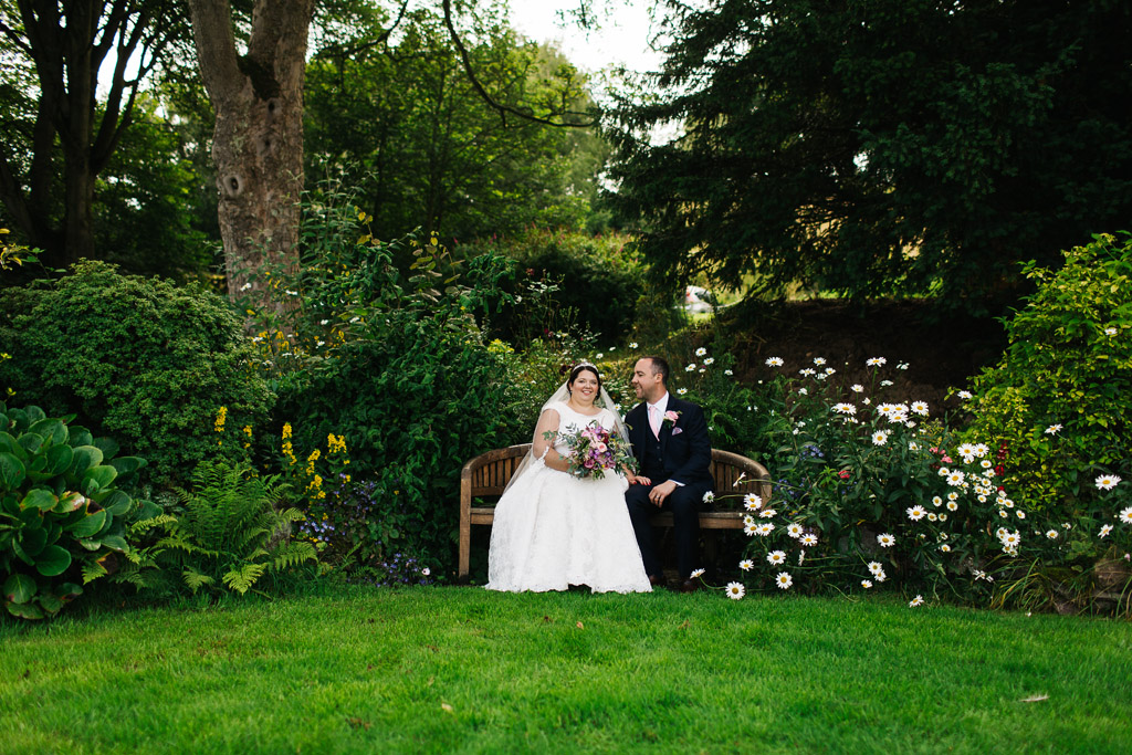 Bride and groom in the gardens 