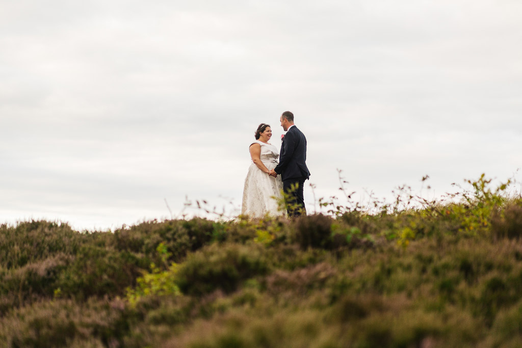 Pictures of a bride and groom on the moors