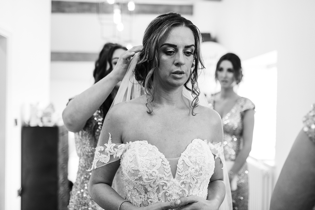 lancashire bride getting ready at holmes milss wedding venue