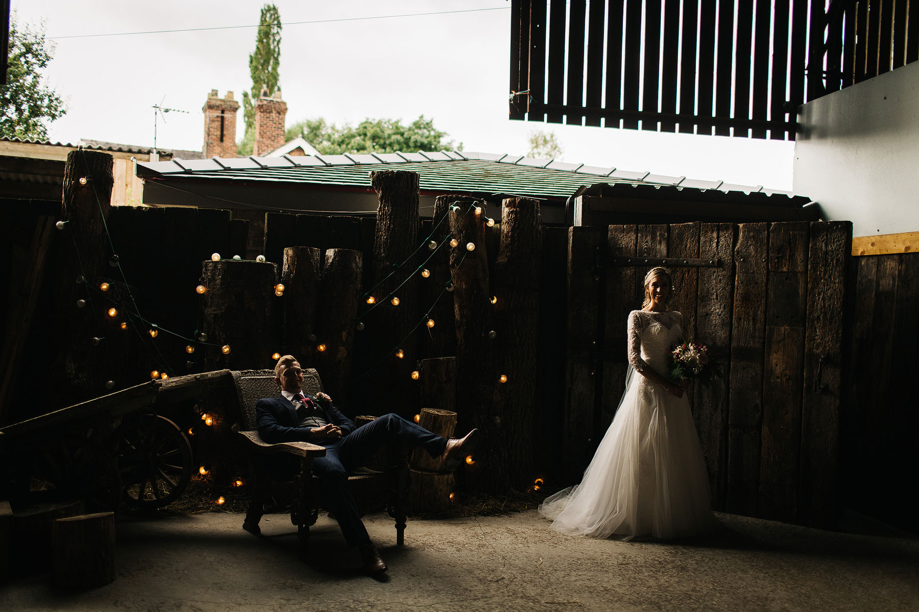 great light in a wedding barn in the north east