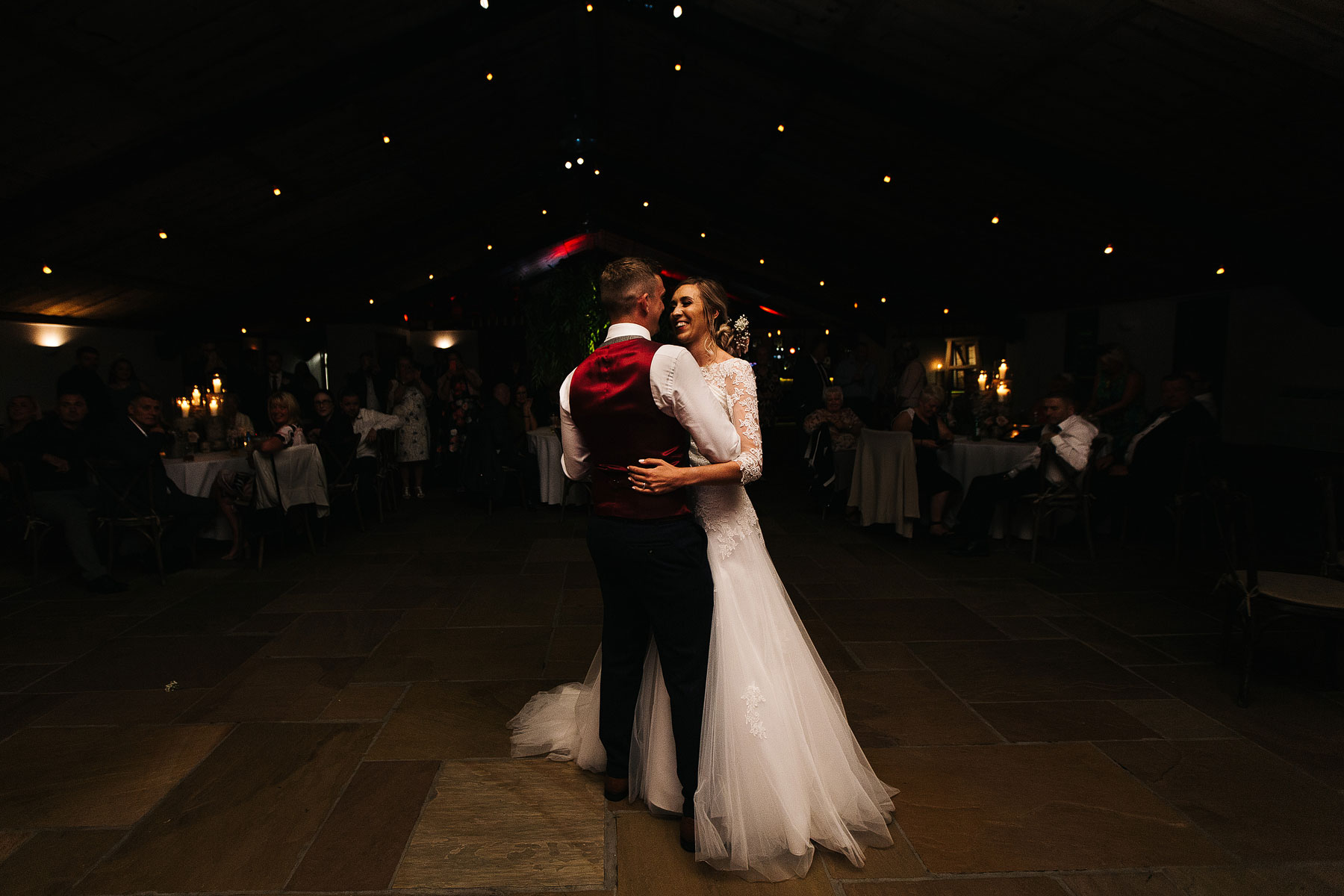 first dance at a wedding barn in cheshire