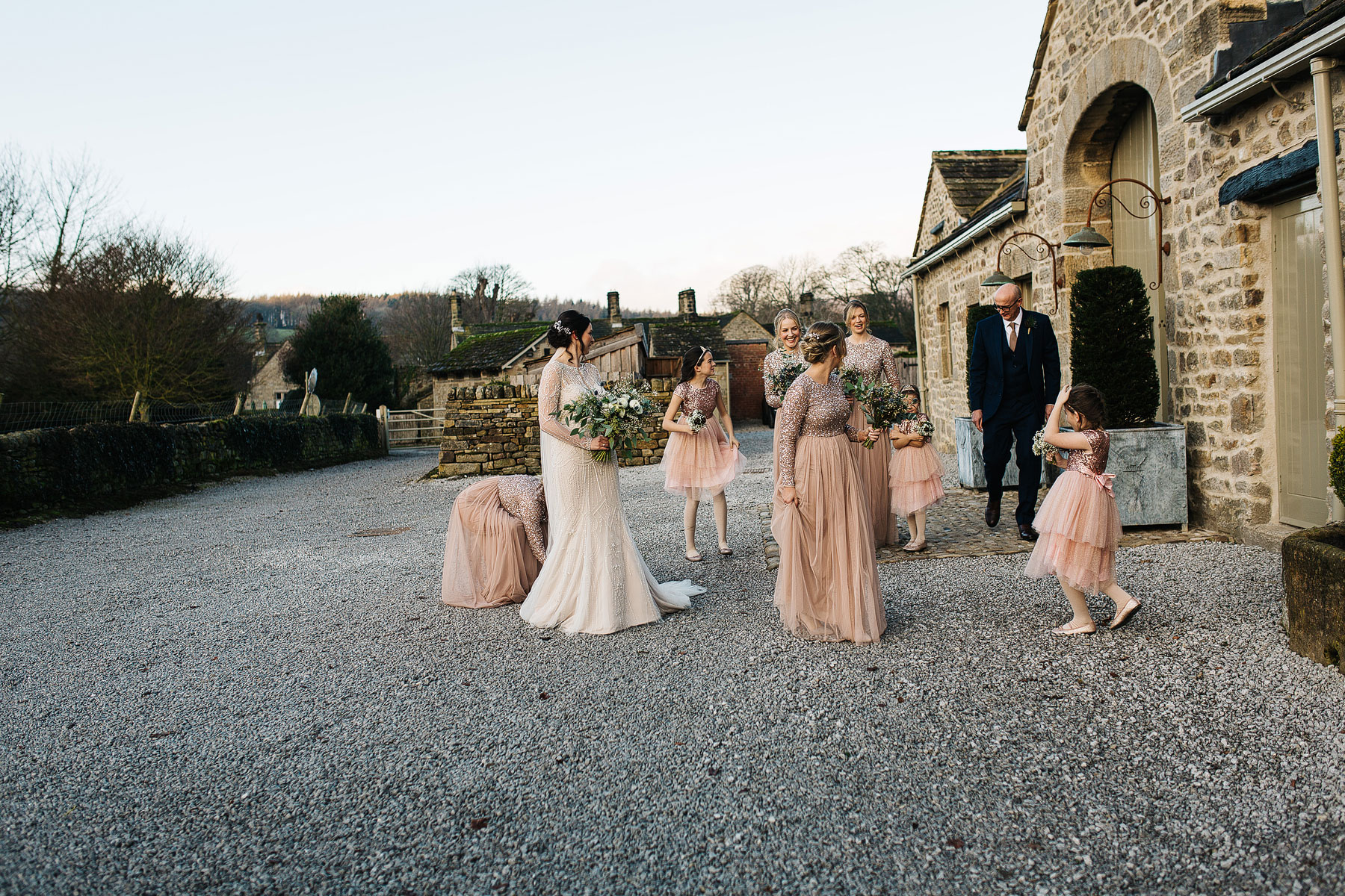 bride and bridesmaids in yorkshire