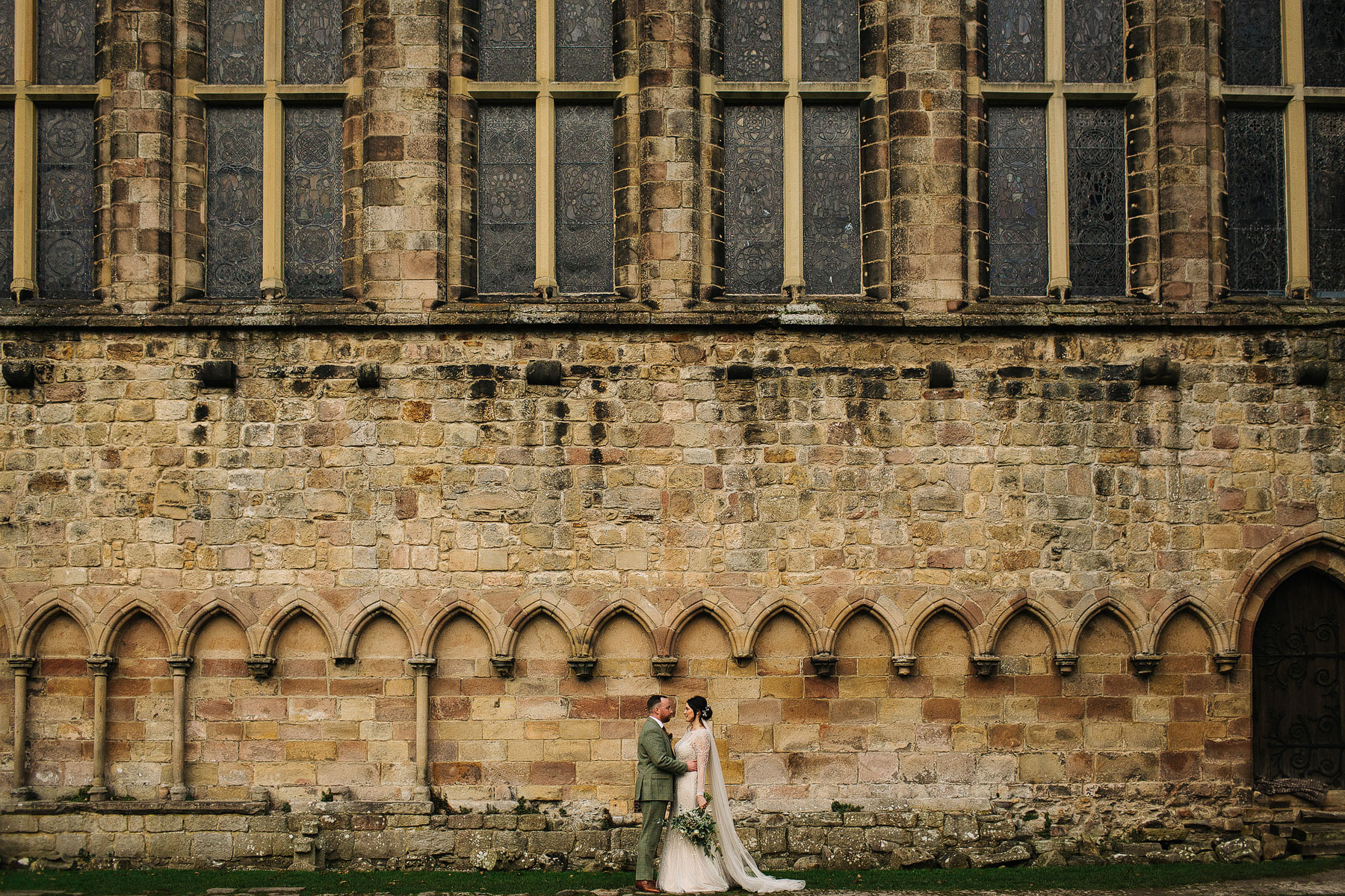 bride and groom at bolton abbey