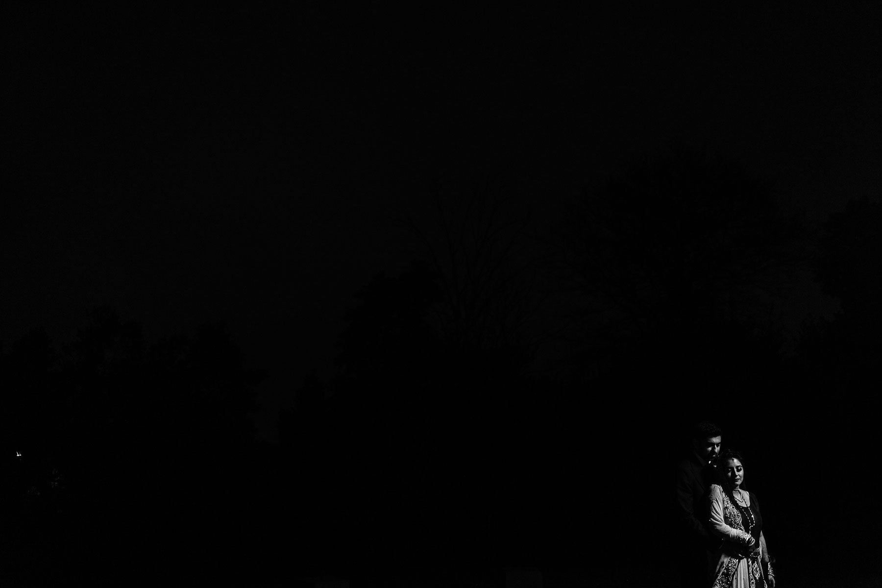 night wedding portraits for a bride and groom