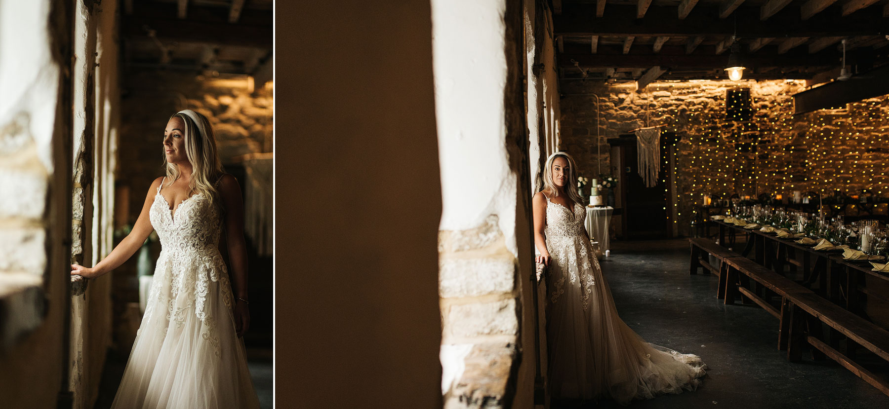 bride in beautiful light at ponden mill