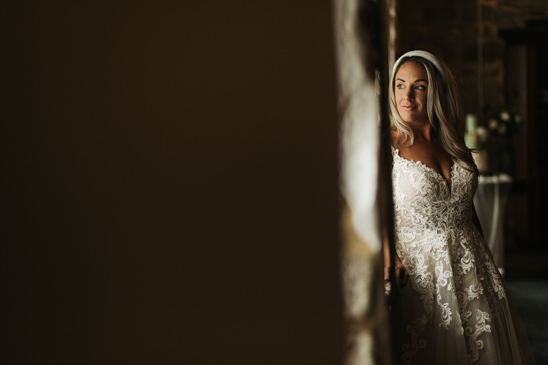 bride in beautiful light at ponden mill