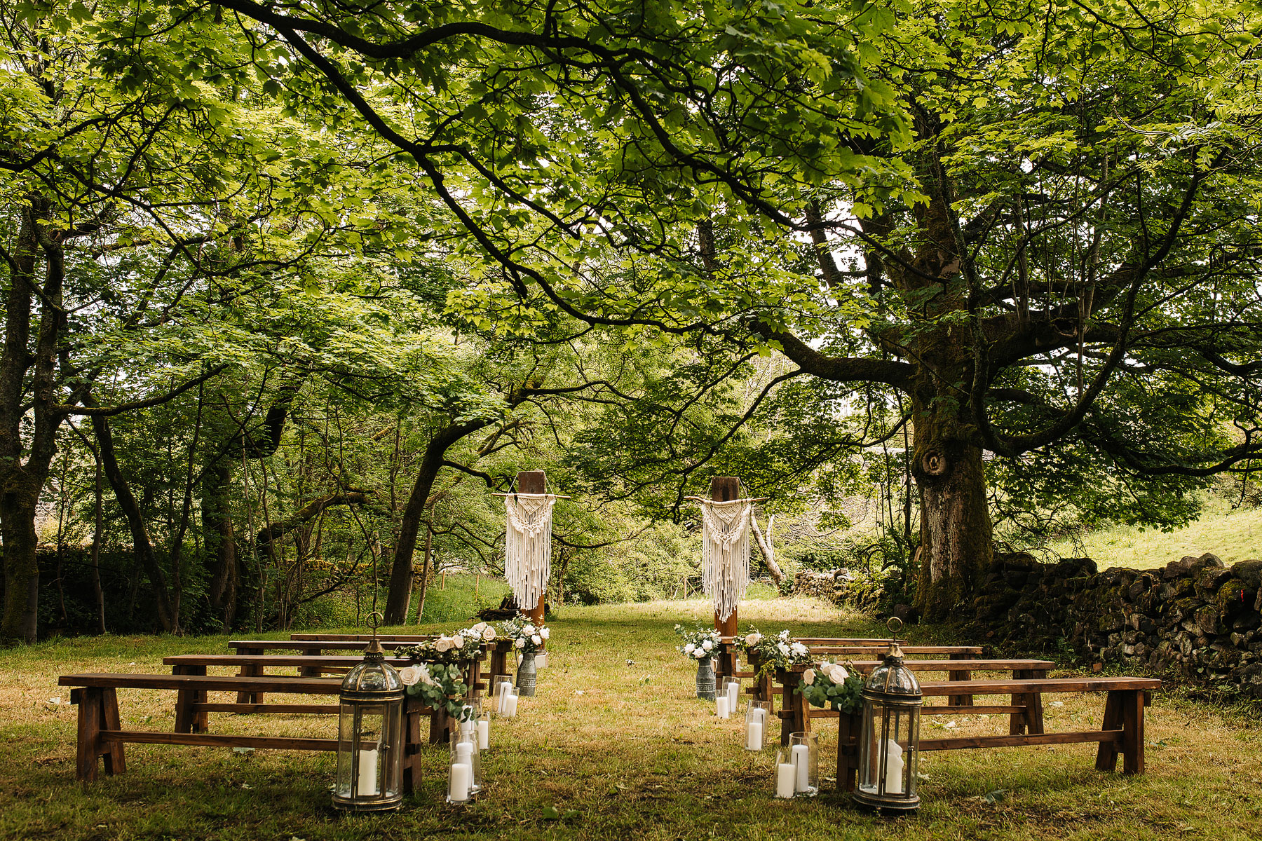 outdoor wedding ceremony set up at ponden mill