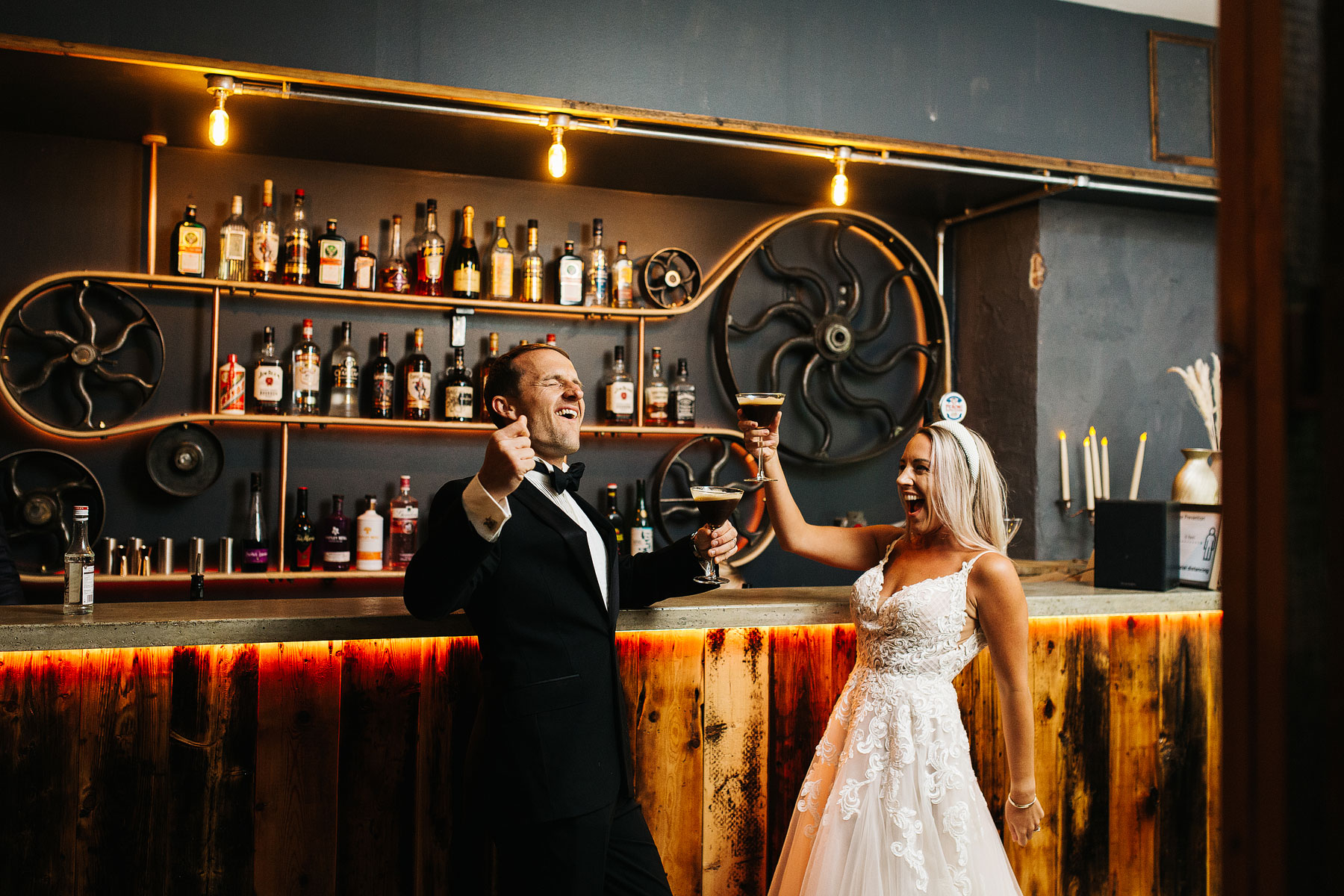 cool bar ideas with a bride and groo