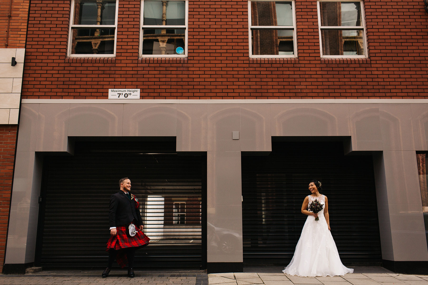 bride and groom portraits in leeds city centre