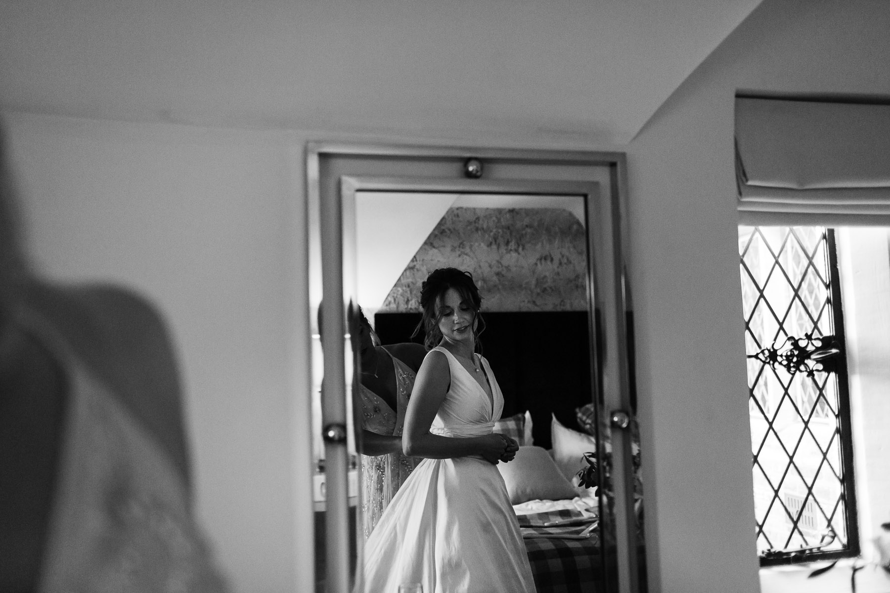 Bride getting ready at Great Fosters Wedding venue 