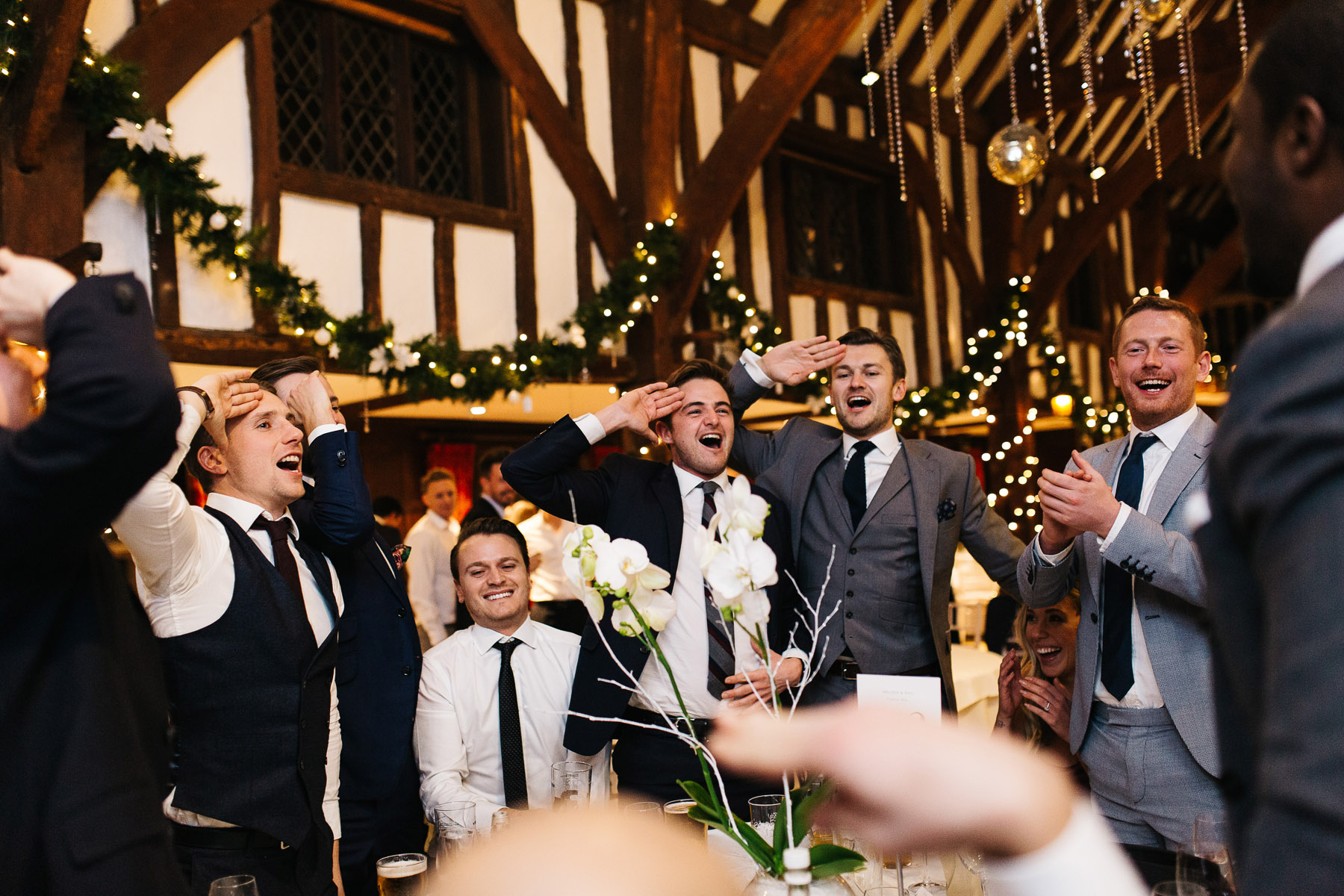 Candid images of speeches at a wedding 