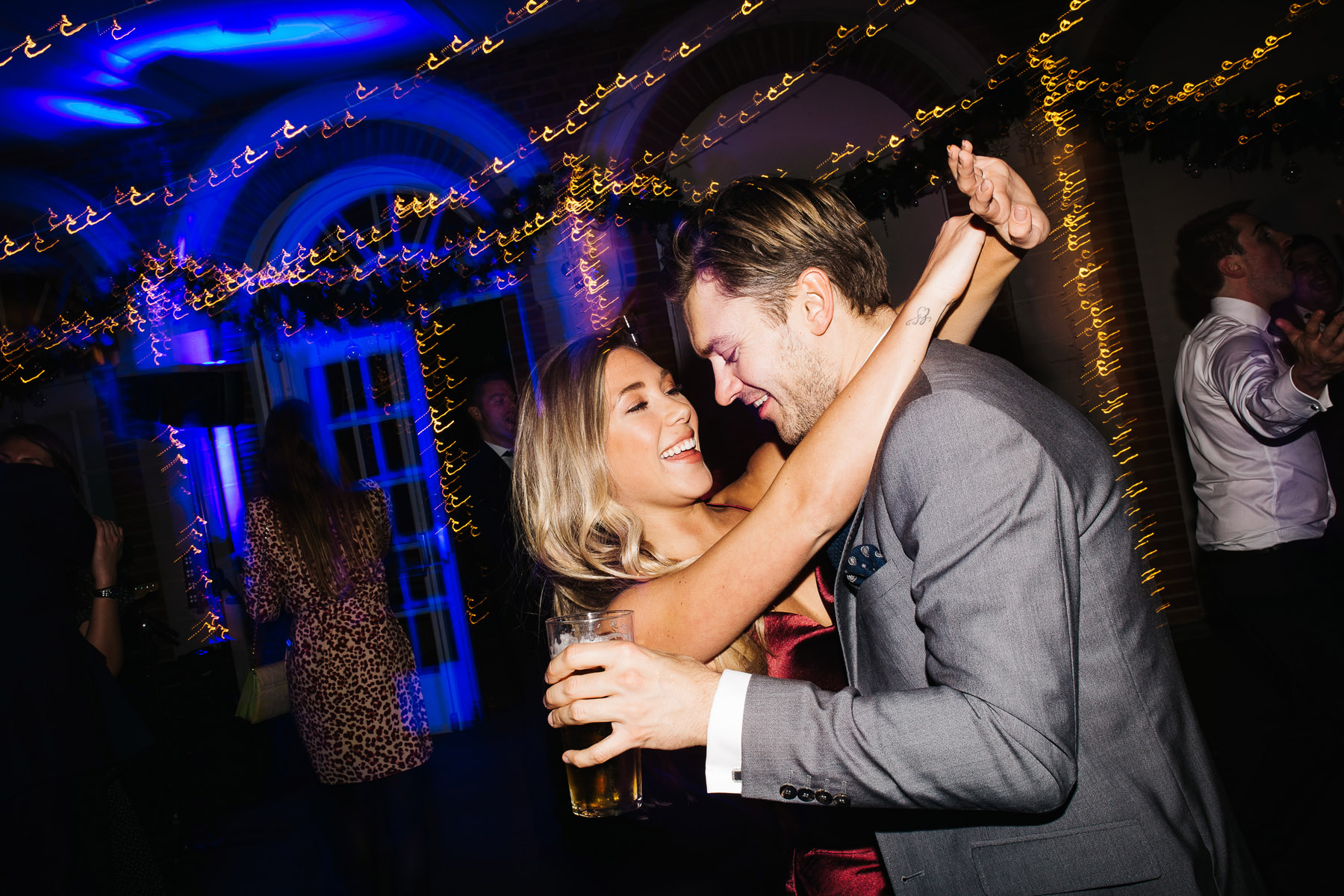 Dancing at a wedding reception 