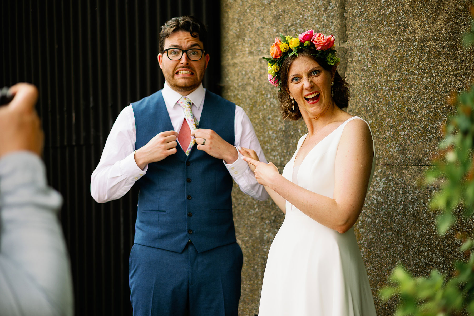 fun and colourful wedding images at a barn wedding in yorkshire