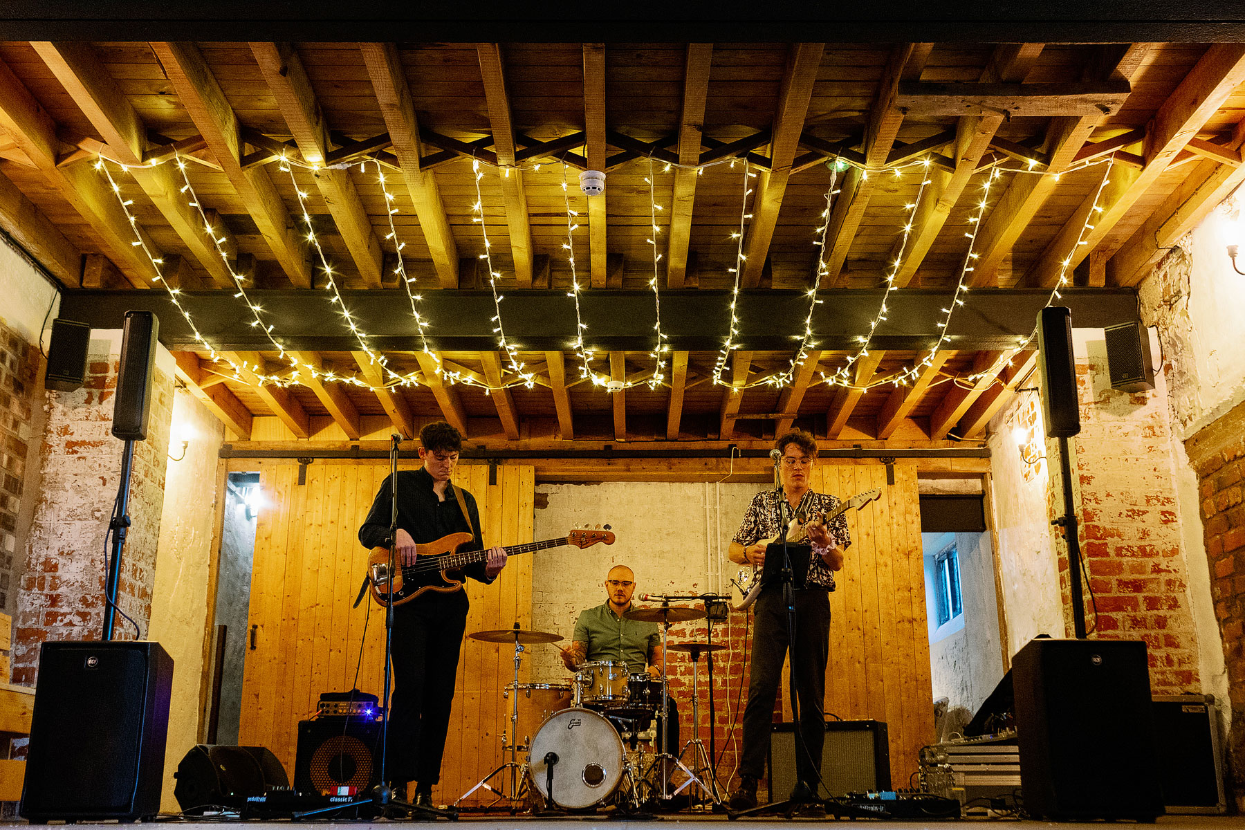 wedding band at woolas barn
