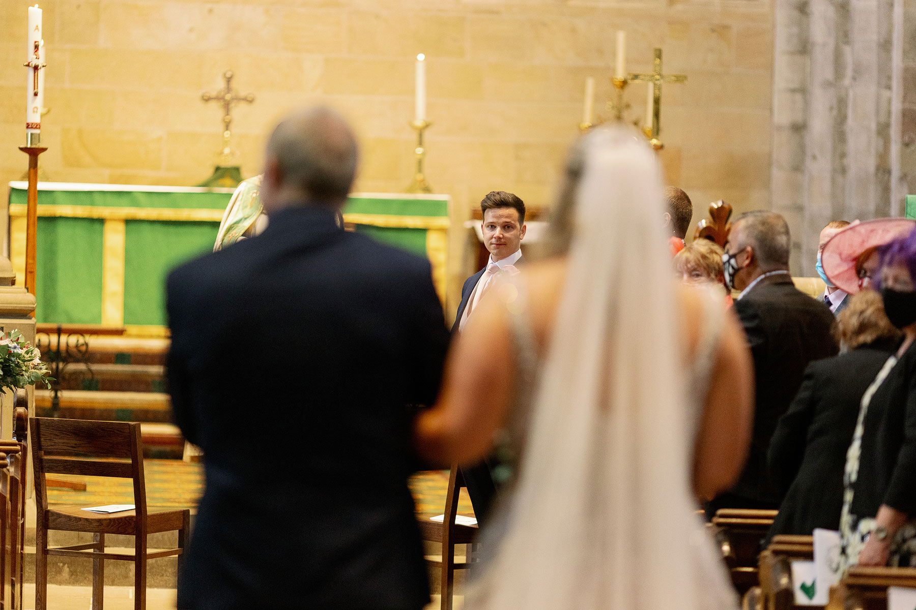 emotional groom sees bride at bolton abbey
