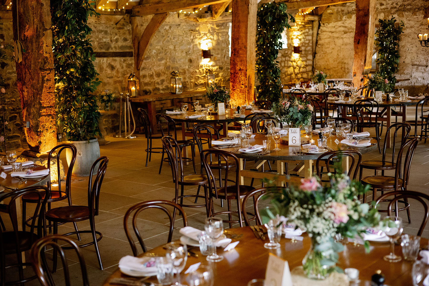 the tithe barn dressed for a wedding