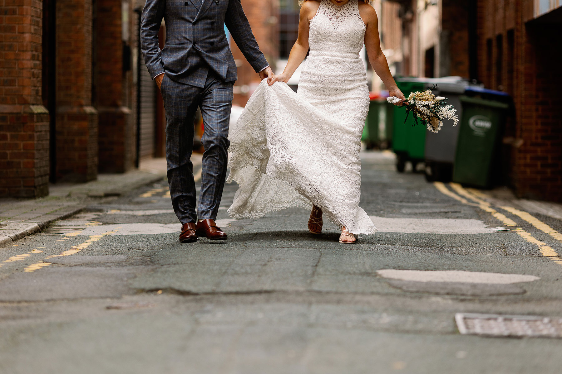 bride and groom photograph in leeds city centre