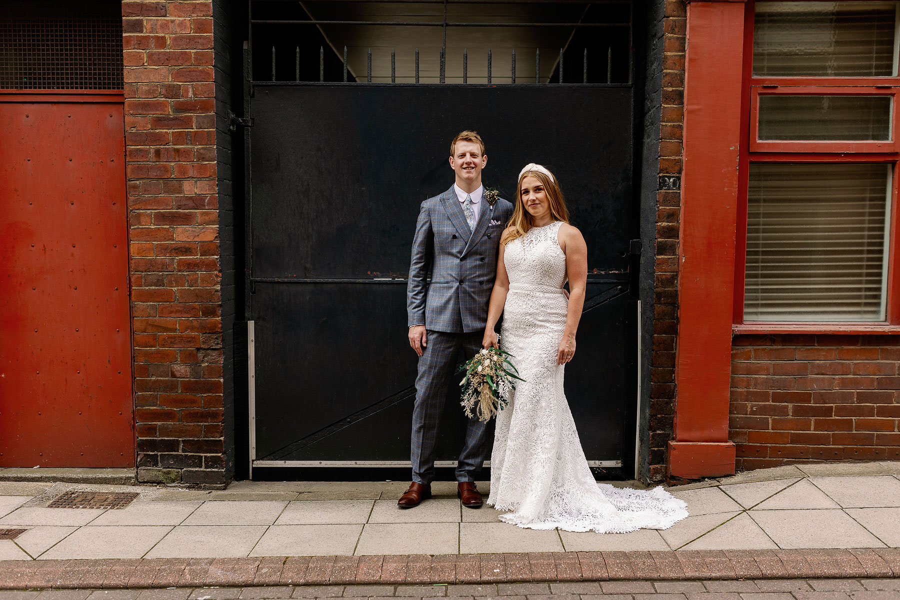 Urban bride and groom portrait in Leeds City Centre