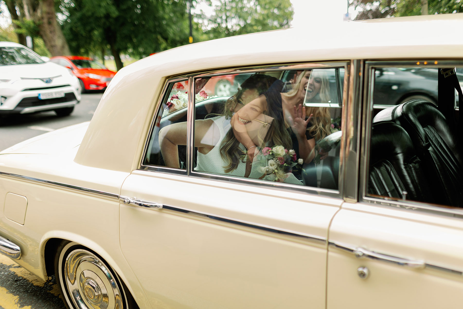 bride heading to her wedding at barden towers