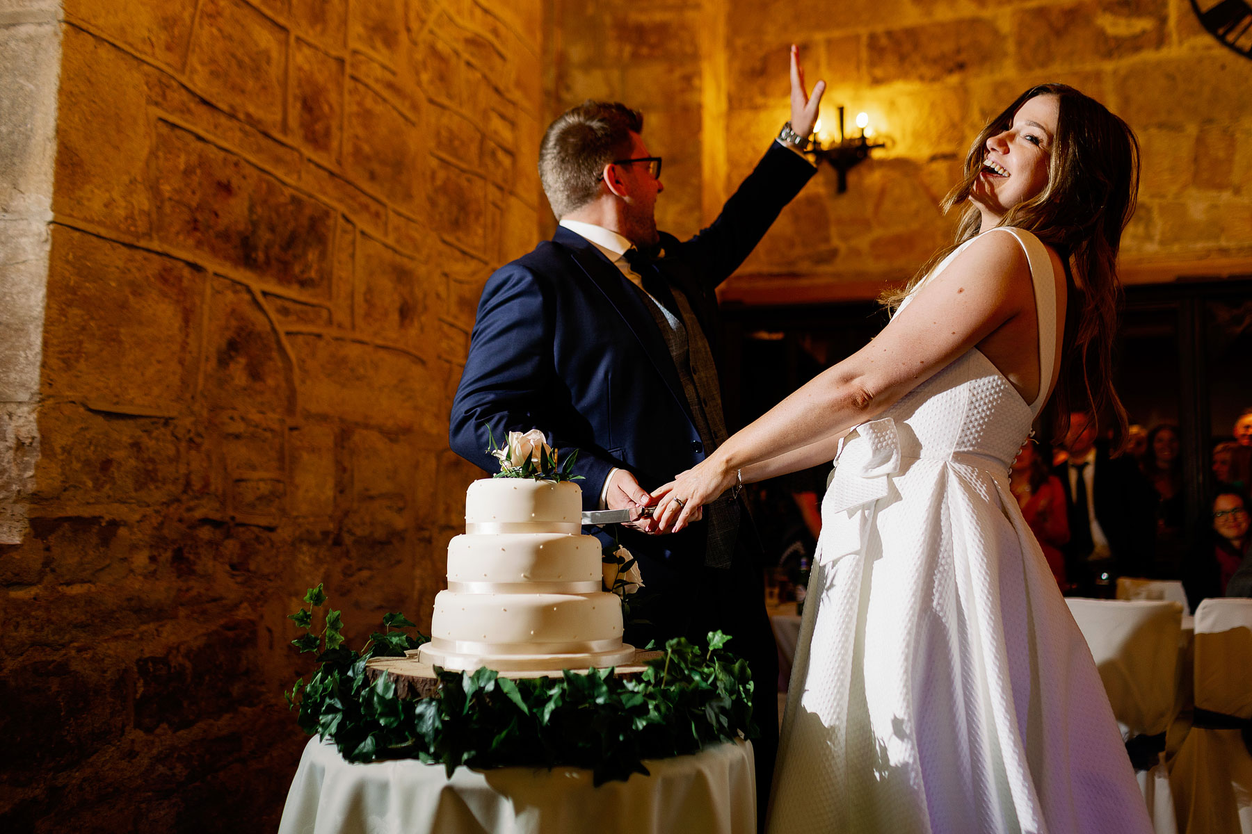 cake cutting at a castle in north yorkshire