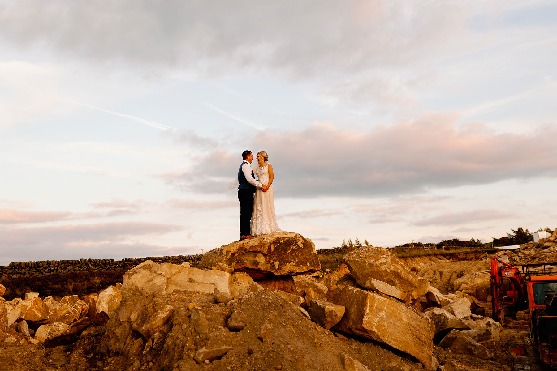bride and groom on haworth moor in oxenhope