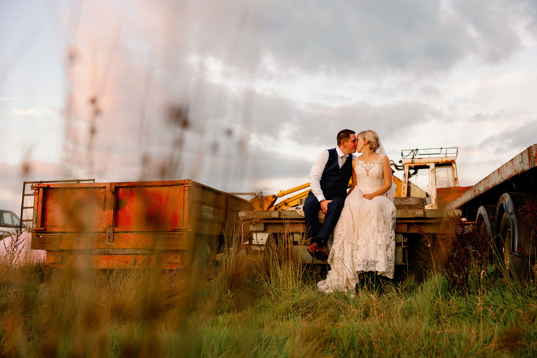 bride and groom pictures on a farm in yorkshire