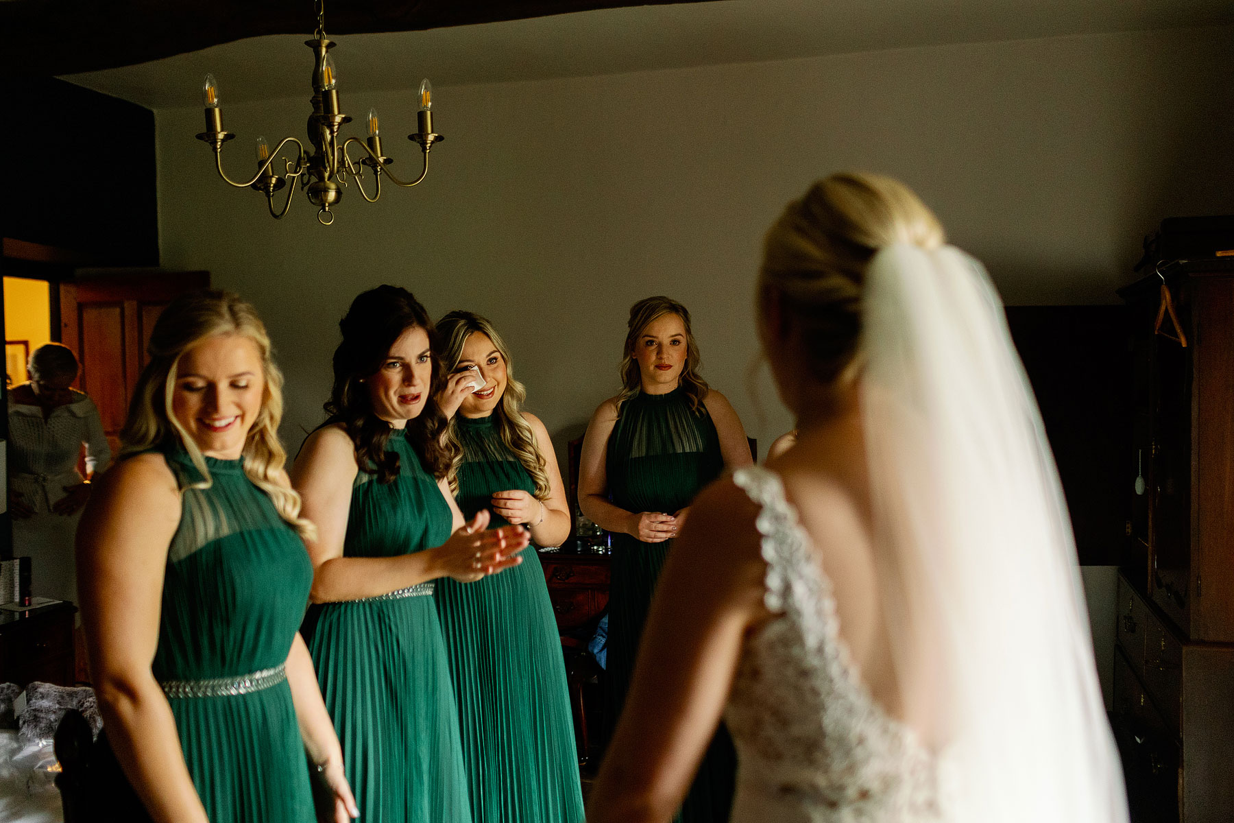 teary bridesmaids at the outbarn wedding