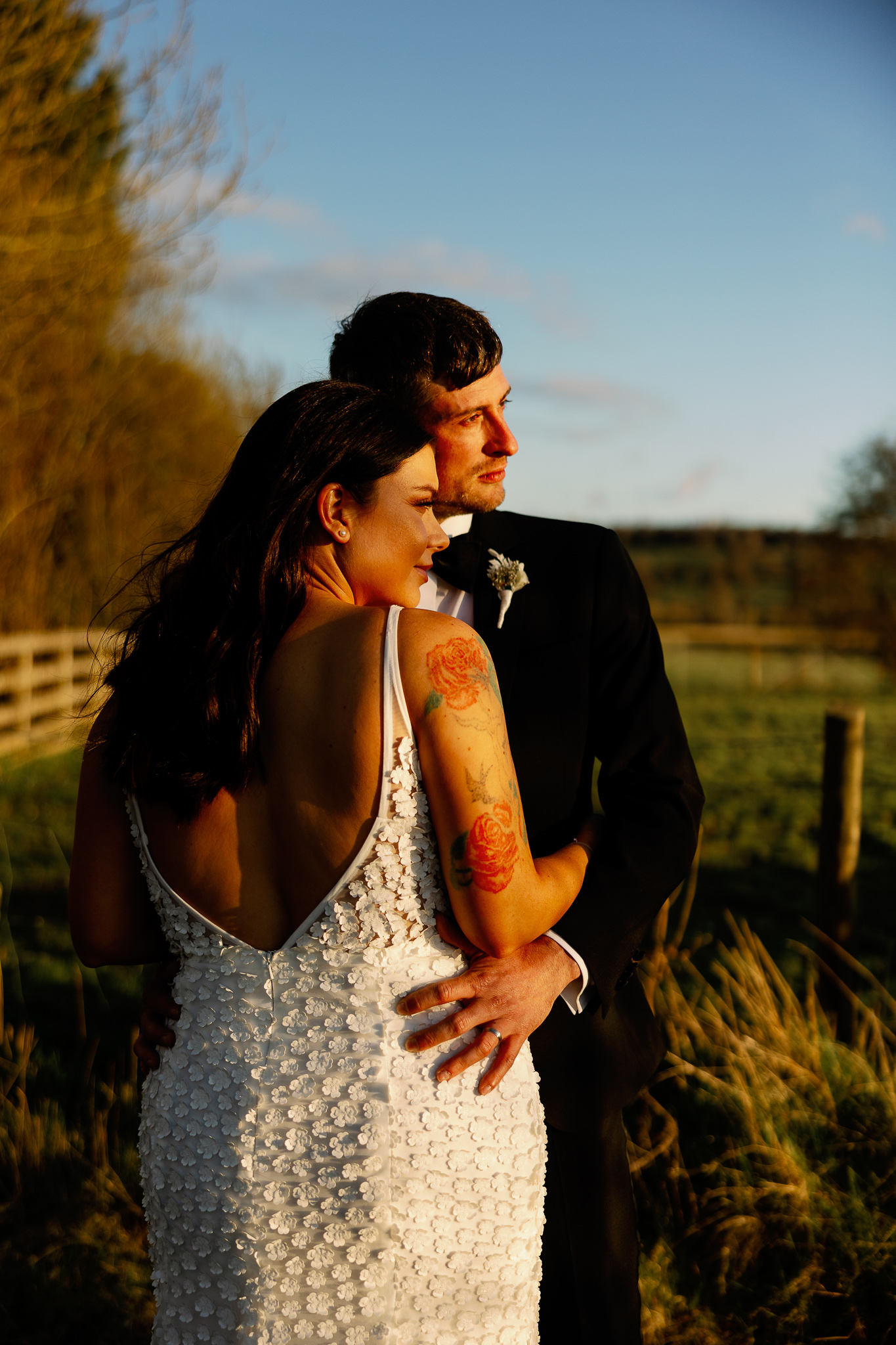 Bride and Groom portraits in the spring sun