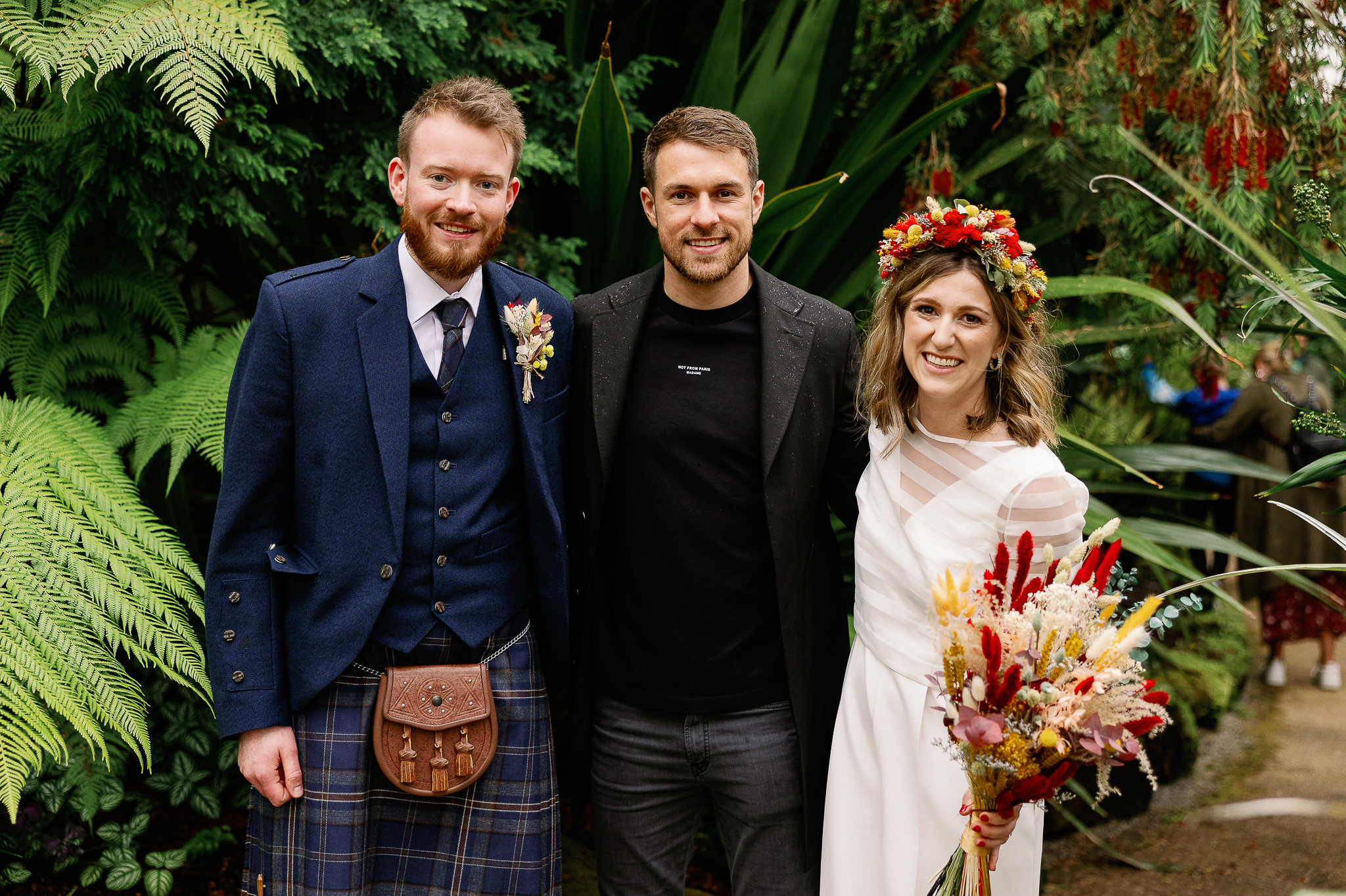 Bride and Groom with Aaron Ramsey in Glasgow 